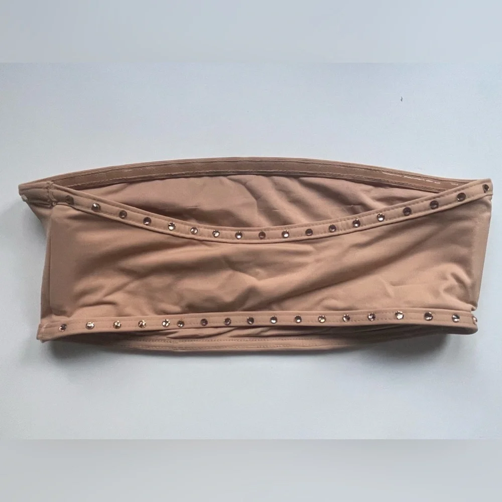 Skims Rhinestone Swim Bandeau Bikini Top Women’s Size XXS NWT Ochre - Picture 2 of 4